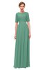 ColsBM Ansley Beryl Green Bridesmaid Dresses Modest Lace Jewel A-line Elbow Length Sleeve Zip up