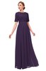 ColsBM Ansley Blackberry Cordial Bridesmaid Dresses Modest Lace Jewel A-line Elbow Length Sleeve Zip up
