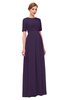 ColsBM Ansley Blackberry Cordial Bridesmaid Dresses Modest Lace Jewel A-line Elbow Length Sleeve Zip up