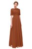 ColsBM Ansley Bombay Brown Bridesmaid Dresses Modest Lace Jewel A-line Elbow Length Sleeve Zip up