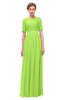 ColsBM Ansley Bright Green Bridesmaid Dresses Modest Lace Jewel A-line Elbow Length Sleeve Zip up