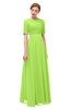 ColsBM Ansley Bright Green Bridesmaid Dresses Modest Lace Jewel A-line Elbow Length Sleeve Zip up