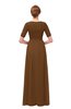 ColsBM Ansley Brown Bridesmaid Dresses Modest Lace Jewel A-line Elbow Length Sleeve Zip up