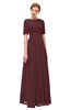 ColsBM Ansley Burgundy Bridesmaid Dresses Modest Lace Jewel A-line Elbow Length Sleeve Zip up