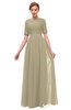 ColsBM Ansley Candied Ginger Bridesmaid Dresses Modest Lace Jewel A-line Elbow Length Sleeve Zip up