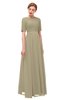 ColsBM Ansley Candied Ginger Bridesmaid Dresses Modest Lace Jewel A-line Elbow Length Sleeve Zip up