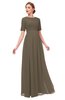 ColsBM Ansley Carafe Brown Bridesmaid Dresses Modest Lace Jewel A-line Elbow Length Sleeve Zip up