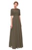 ColsBM Ansley Carafe Brown Bridesmaid Dresses Modest Lace Jewel A-line Elbow Length Sleeve Zip up