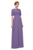 ColsBM Ansley Chalk Violet Bridesmaid Dresses Modest Lace Jewel A-line Elbow Length Sleeve Zip up