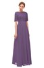 ColsBM Ansley Chinese Violet Bridesmaid Dresses Modest Lace Jewel A-line Elbow Length Sleeve Zip up