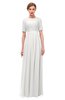 ColsBM Ansley Cloud White Bridesmaid Dresses Modest Lace Jewel A-line Elbow Length Sleeve Zip up