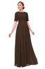 ColsBM Ansley Copper Bridesmaid Dresses Modest Lace Jewel A-line Elbow Length Sleeve Zip up