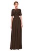 ColsBM Ansley Copper Bridesmaid Dresses Modest Lace Jewel A-line Elbow Length Sleeve Zip up