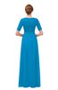 ColsBM Ansley Cornflower Blue Bridesmaid Dresses Modest Lace Jewel A-line Elbow Length Sleeve Zip up