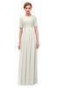 ColsBM Ansley Cream Bridesmaid Dresses Modest Lace Jewel A-line Elbow Length Sleeve Zip up