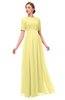 ColsBM Ansley Daffodil Bridesmaid Dresses Modest Lace Jewel A-line Elbow Length Sleeve Zip up