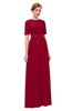 ColsBM Ansley Dark Red Bridesmaid Dresses Modest Lace Jewel A-line Elbow Length Sleeve Zip up