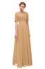 ColsBM Ansley Desert Mist Bridesmaid Dresses Modest Lace Jewel A-line Elbow Length Sleeve Zip up