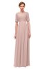 ColsBM Ansley Dusty Rose Bridesmaid Dresses Modest Lace Jewel A-line Elbow Length Sleeve Zip up