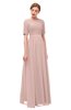 ColsBM Ansley Dusty Rose Bridesmaid Dresses Modest Lace Jewel A-line Elbow Length Sleeve Zip up