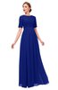 ColsBM Ansley Electric Blue Bridesmaid Dresses Modest Lace Jewel A-line Elbow Length Sleeve Zip up