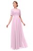 ColsBM Ansley Fairy Tale Bridesmaid Dresses Modest Lace Jewel A-line Elbow Length Sleeve Zip up