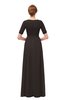 ColsBM Ansley Fudge Brown Bridesmaid Dresses Modest Lace Jewel A-line Elbow Length Sleeve Zip up