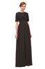 ColsBM Ansley Fudge Brown Bridesmaid Dresses Modest Lace Jewel A-line Elbow Length Sleeve Zip up