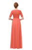 ColsBM Ansley Fusion Coral Bridesmaid Dresses Modest Lace Jewel A-line Elbow Length Sleeve Zip up