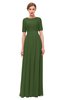 ColsBM Ansley Garden Green Bridesmaid Dresses Modest Lace Jewel A-line Elbow Length Sleeve Zip up
