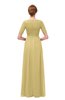 ColsBM Ansley Gold Bridesmaid Dresses Modest Lace Jewel A-line Elbow Length Sleeve Zip up