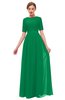 ColsBM Ansley Green Bridesmaid Dresses Modest Lace Jewel A-line Elbow Length Sleeve Zip up