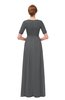 ColsBM Ansley Grey Bridesmaid Dresses Modest Lace Jewel A-line Elbow Length Sleeve Zip up