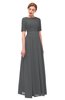 ColsBM Ansley Grey Bridesmaid Dresses Modest Lace Jewel A-line Elbow Length Sleeve Zip up