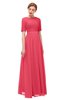 ColsBM Ansley Guava Bridesmaid Dresses Modest Lace Jewel A-line Elbow Length Sleeve Zip up
