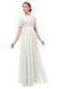 ColsBM Ansley Ivory Bridesmaid Dresses Modest Lace Jewel A-line Elbow Length Sleeve Zip up