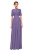 ColsBM Ansley Lilac Bridesmaid Dresses Modest Lace Jewel A-line Elbow Length Sleeve Zip up