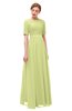ColsBM Ansley Lime Green Bridesmaid Dresses Modest Lace Jewel A-line Elbow Length Sleeve Zip up