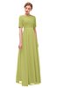 ColsBM Ansley Linden Green Bridesmaid Dresses Modest Lace Jewel A-line Elbow Length Sleeve Zip up