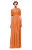 ColsBM Ansley Mango Bridesmaid Dresses Modest Lace Jewel A-line Elbow Length Sleeve Zip up