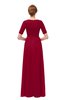 ColsBM Ansley Maroon Bridesmaid Dresses Modest Lace Jewel A-line Elbow Length Sleeve Zip up
