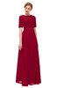 ColsBM Ansley Maroon Bridesmaid Dresses Modest Lace Jewel A-line Elbow Length Sleeve Zip up