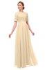 ColsBM Ansley Marzipan Bridesmaid Dresses Modest Lace Jewel A-line Elbow Length Sleeve Zip up