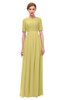 ColsBM Ansley Misted Yellow Bridesmaid Dresses Modest Lace Jewel A-line Elbow Length Sleeve Zip up