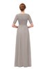 ColsBM Ansley Mushroom Bridesmaid Dresses Modest Lace Jewel A-line Elbow Length Sleeve Zip up
