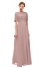 ColsBM Ansley Nectar Pink Bridesmaid Dresses Modest Lace Jewel A-line Elbow Length Sleeve Zip up
