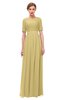 ColsBM Ansley New Wheat Bridesmaid Dresses Modest Lace Jewel A-line Elbow Length Sleeve Zip up