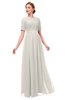 ColsBM Ansley Off White Bridesmaid Dresses Modest Lace Jewel A-line Elbow Length Sleeve Zip up