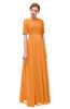 ColsBM Ansley Orange Bridesmaid Dresses Modest Lace Jewel A-line Elbow Length Sleeve Zip up
