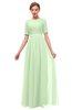 ColsBM Ansley Pale Green Bridesmaid Dresses Modest Lace Jewel A-line Elbow Length Sleeve Zip up